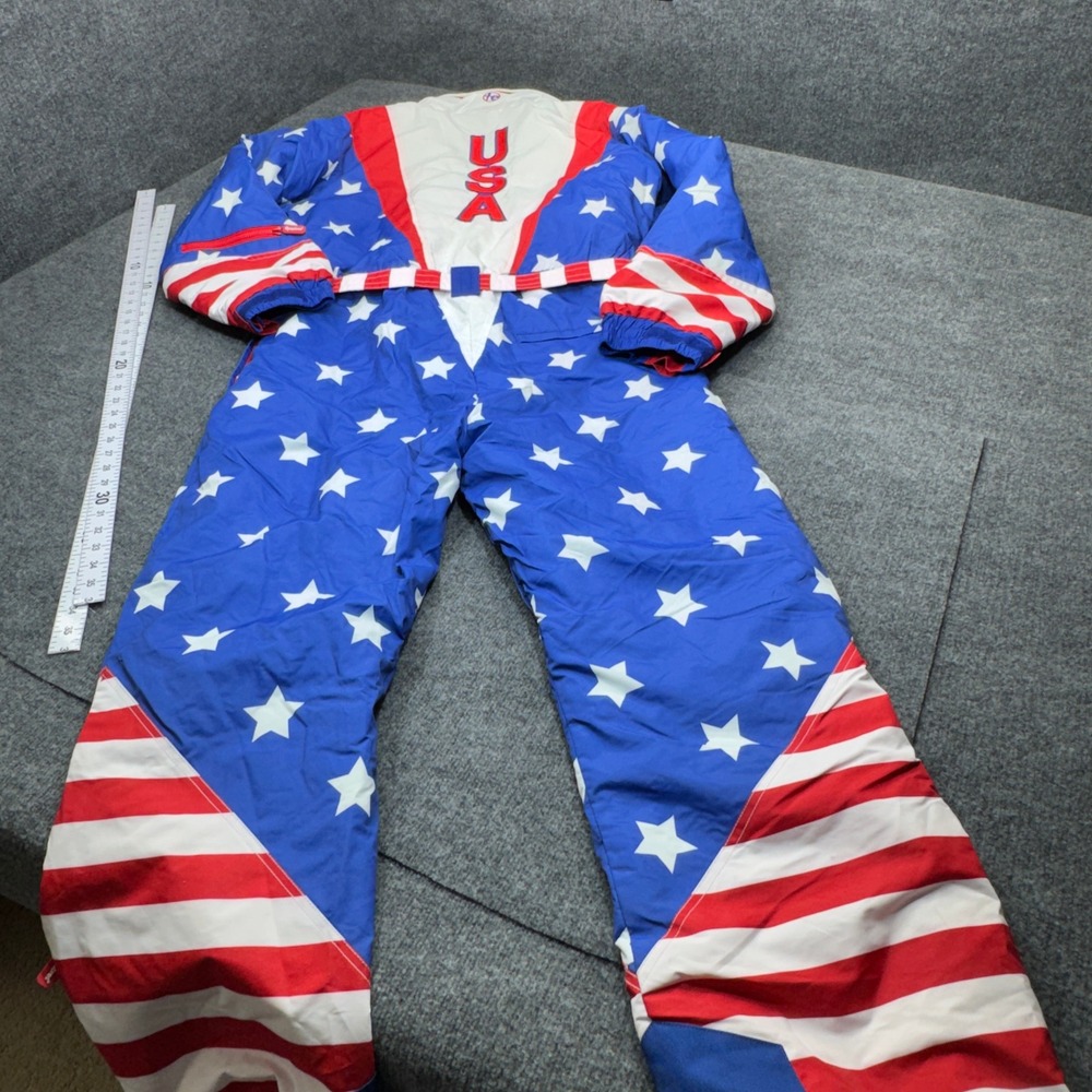 Tipsy Elves Ski Suit Mens XL Patriotic USA Stars Stripes Snow Americana Skiing